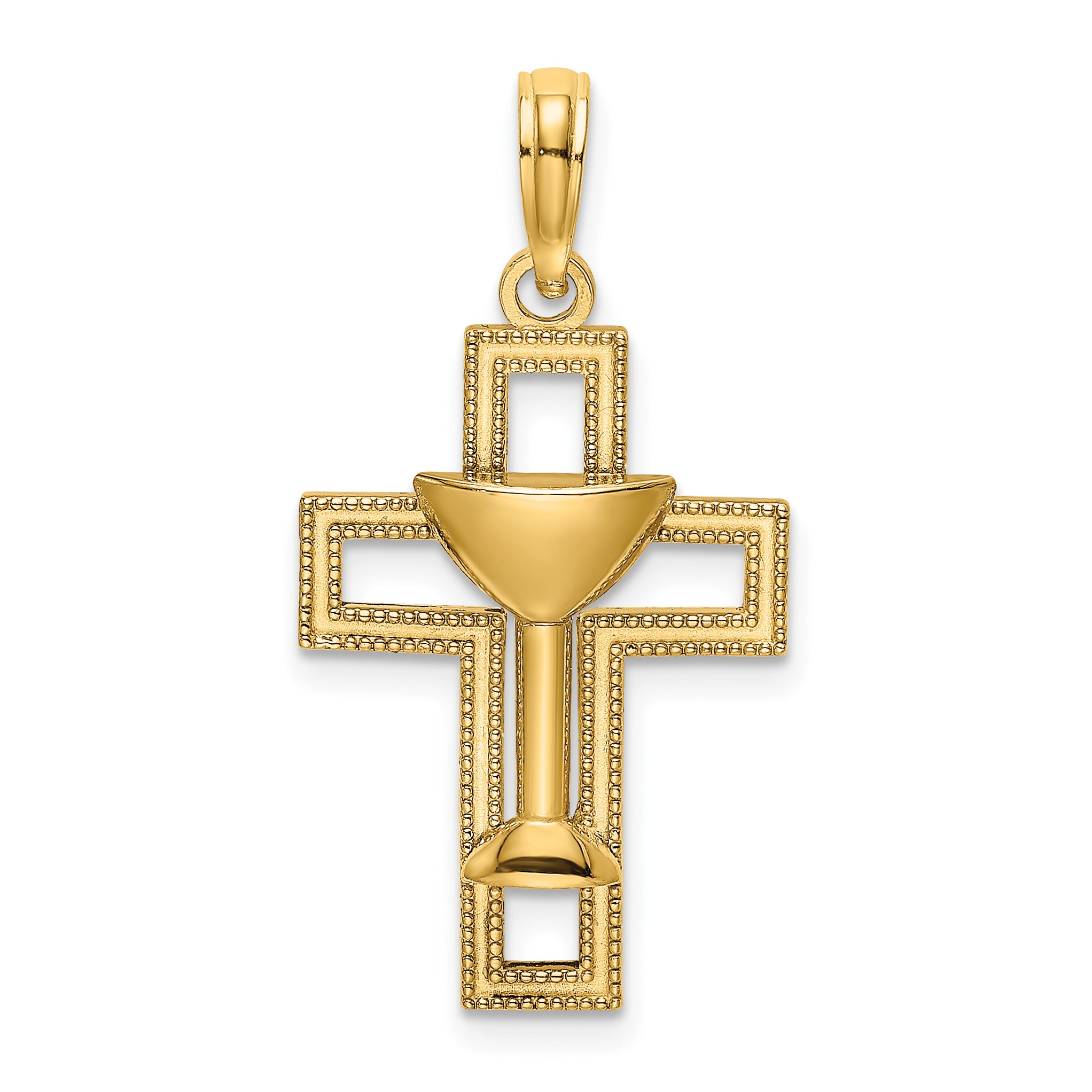 10K Polished Cross W/ Communion Cup Charm Main image
