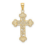 10K None Textured  Beaded Edge Cross Charm - view 4