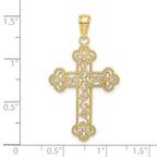 10K None Textured  Beaded Edge Cross Charm - view 3