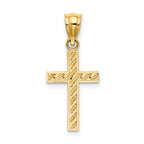 10K Beaded and Polished Cross Charm