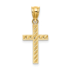 10K Beaded and Polished Cross Charm
