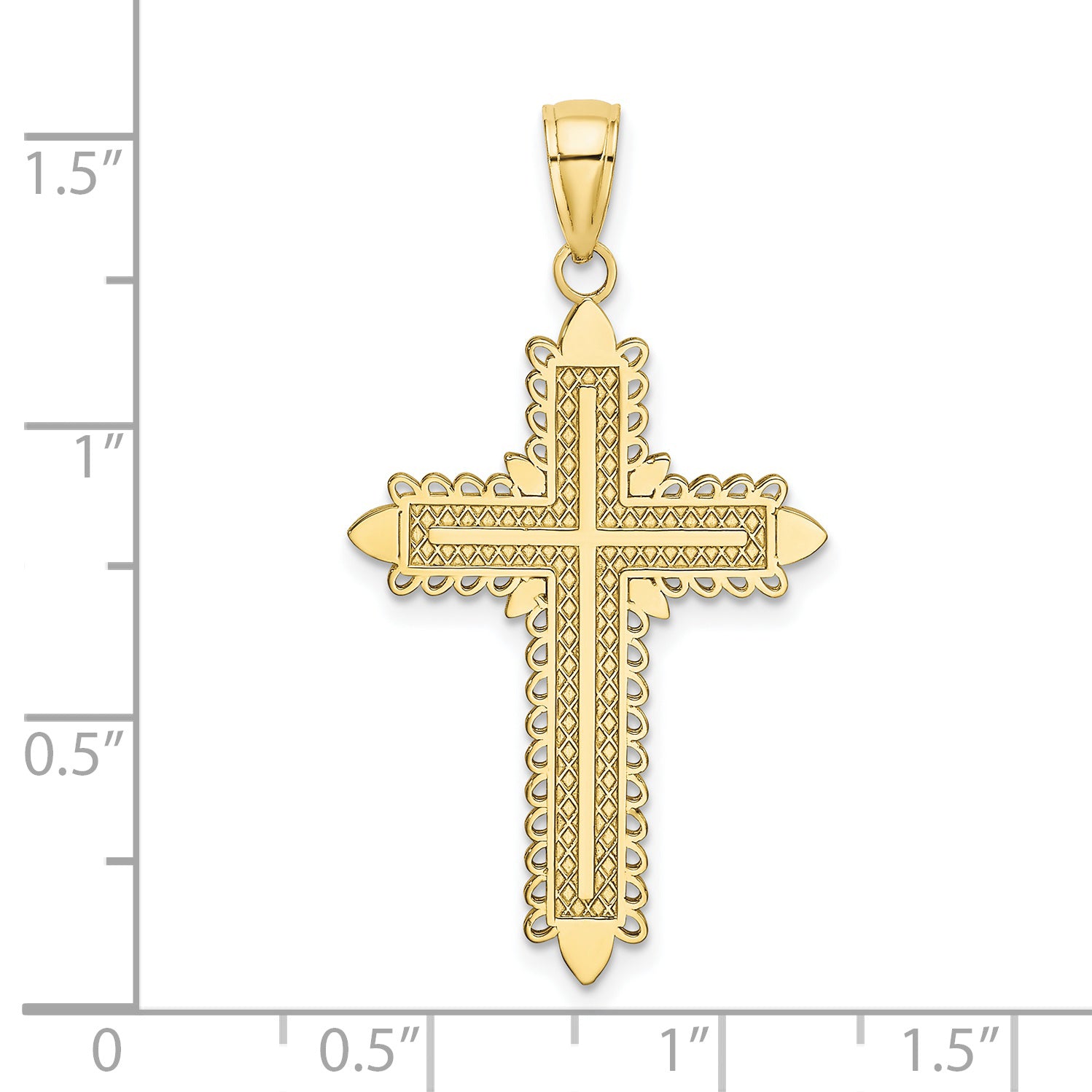 10K w/ Lace Border Cross Charm