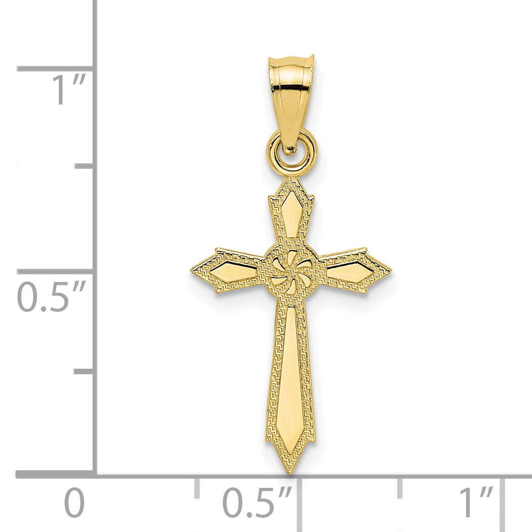 10K w/ Engraved Edges Cross Charm