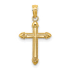 10K Polished w/ Scroll Design Cross Charm