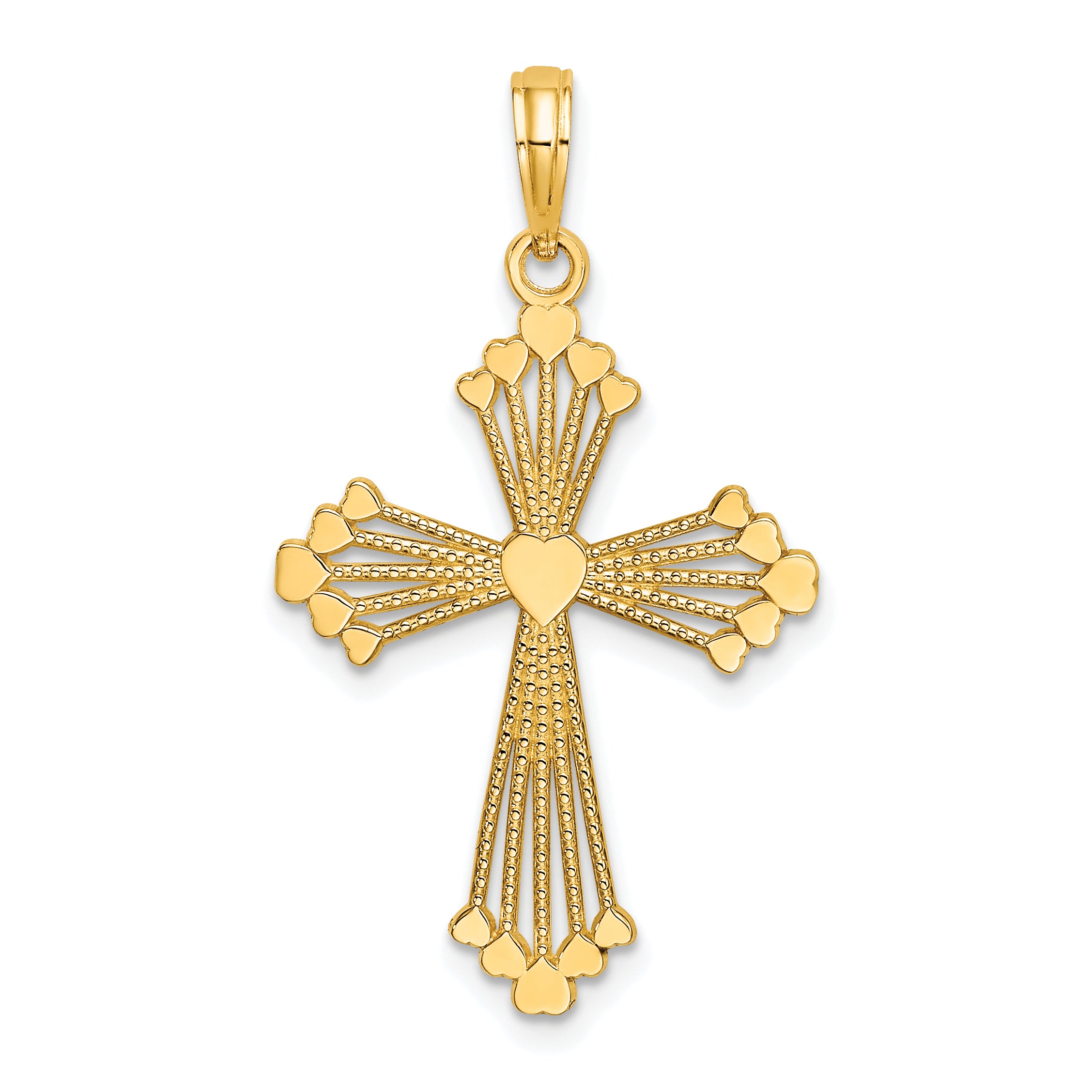 10K Cross w/ Heart Center Charm Main image