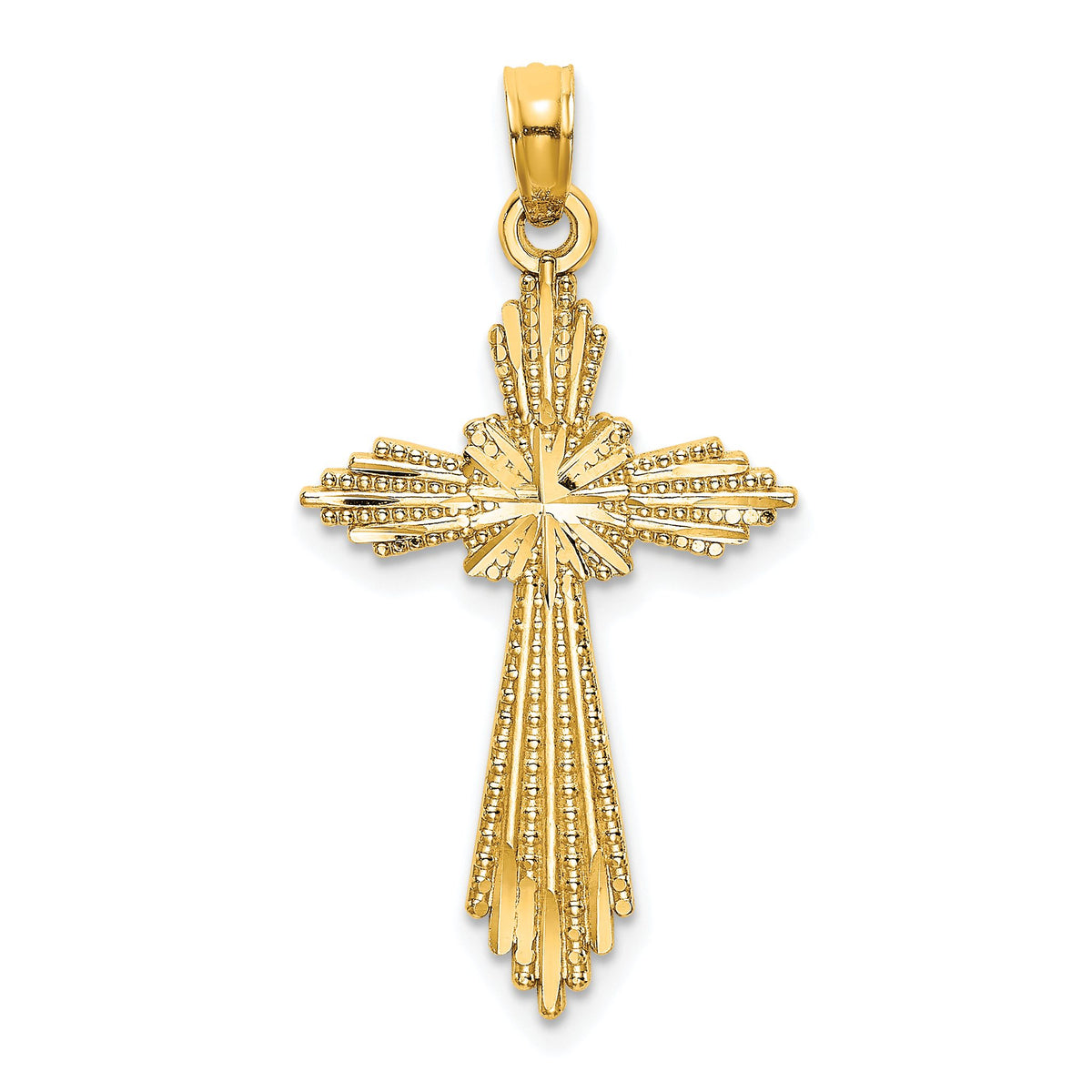 Cross Charm in 10K Yellow Gold, 24mm Diamond-Cut - Sophia Jewelers Main image