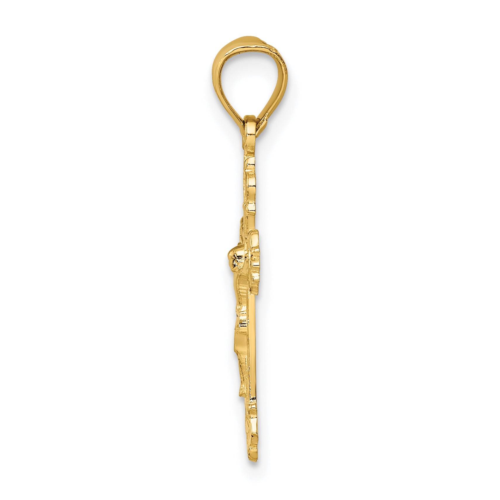10K W/ Textured Scalloped Edge Crucifix Charm Secondary image