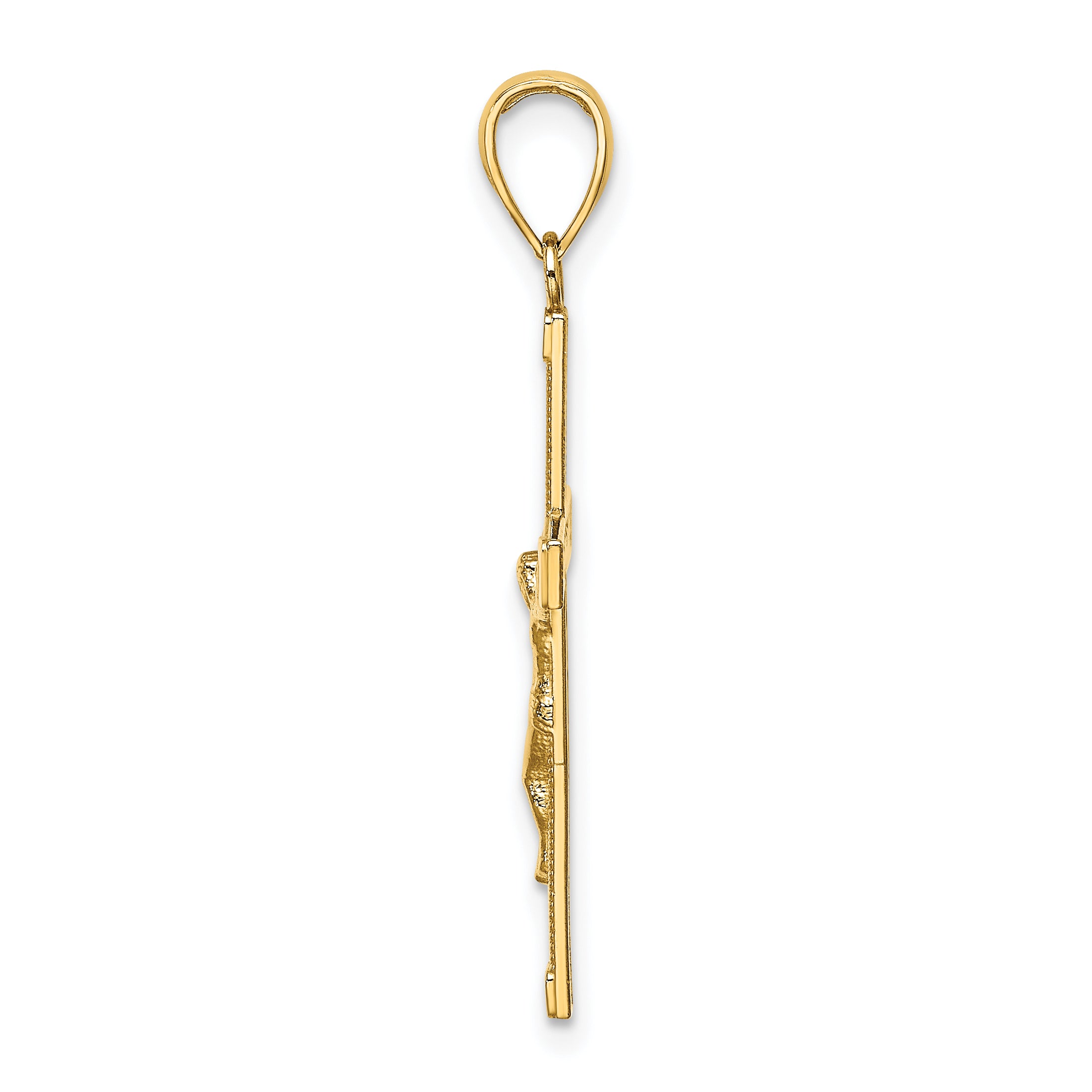 10K Polished and Textured Crucifix Charm