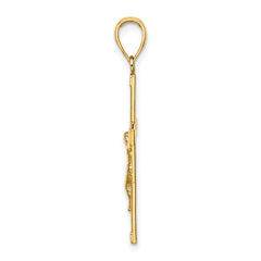 10K Polished and Textured Crucifix Charm