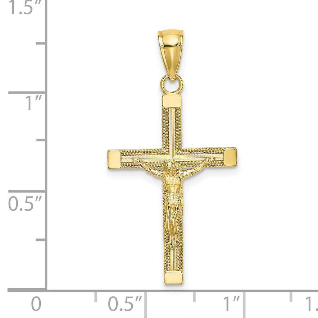 10K Polished and Textured Crucifix Charm