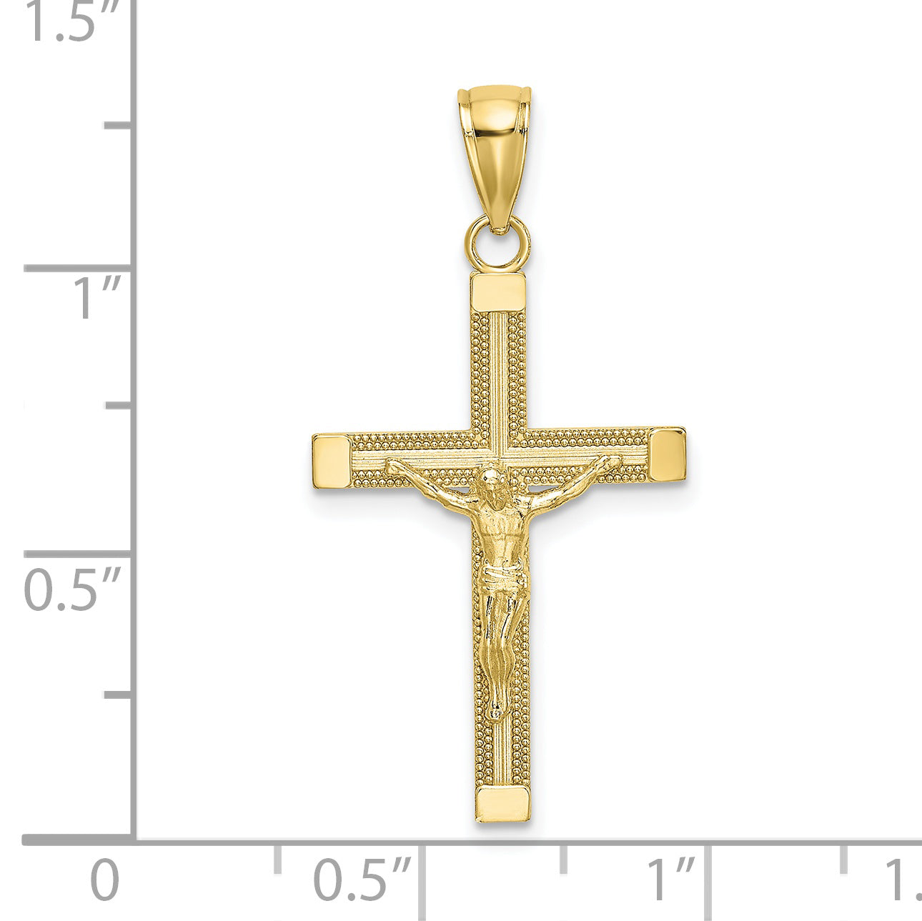 10K Polished and Textured Crucifix Charm