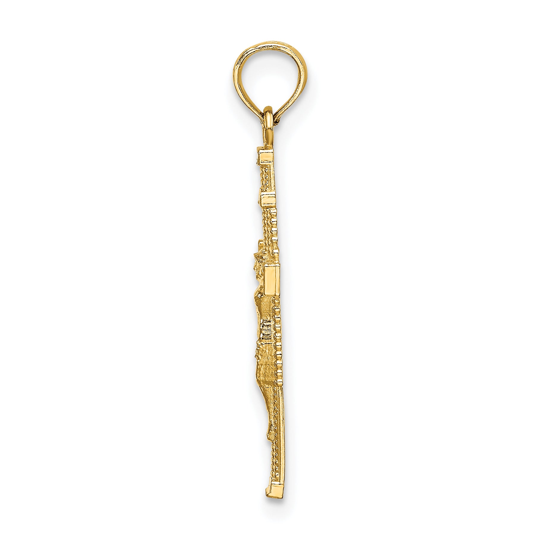 10K None Beaded Accent Crucifix Charm - view 2