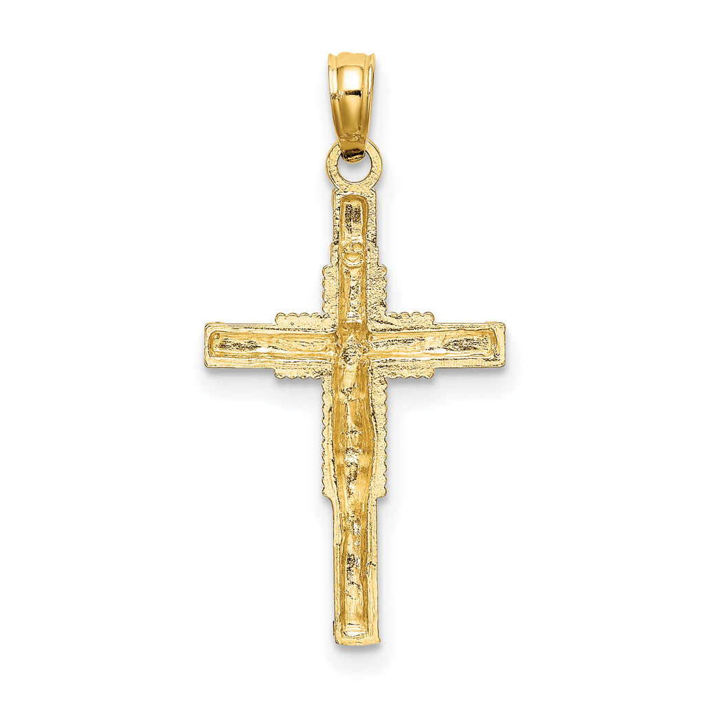 10K None Beaded Accent Crucifix Charm - view 4