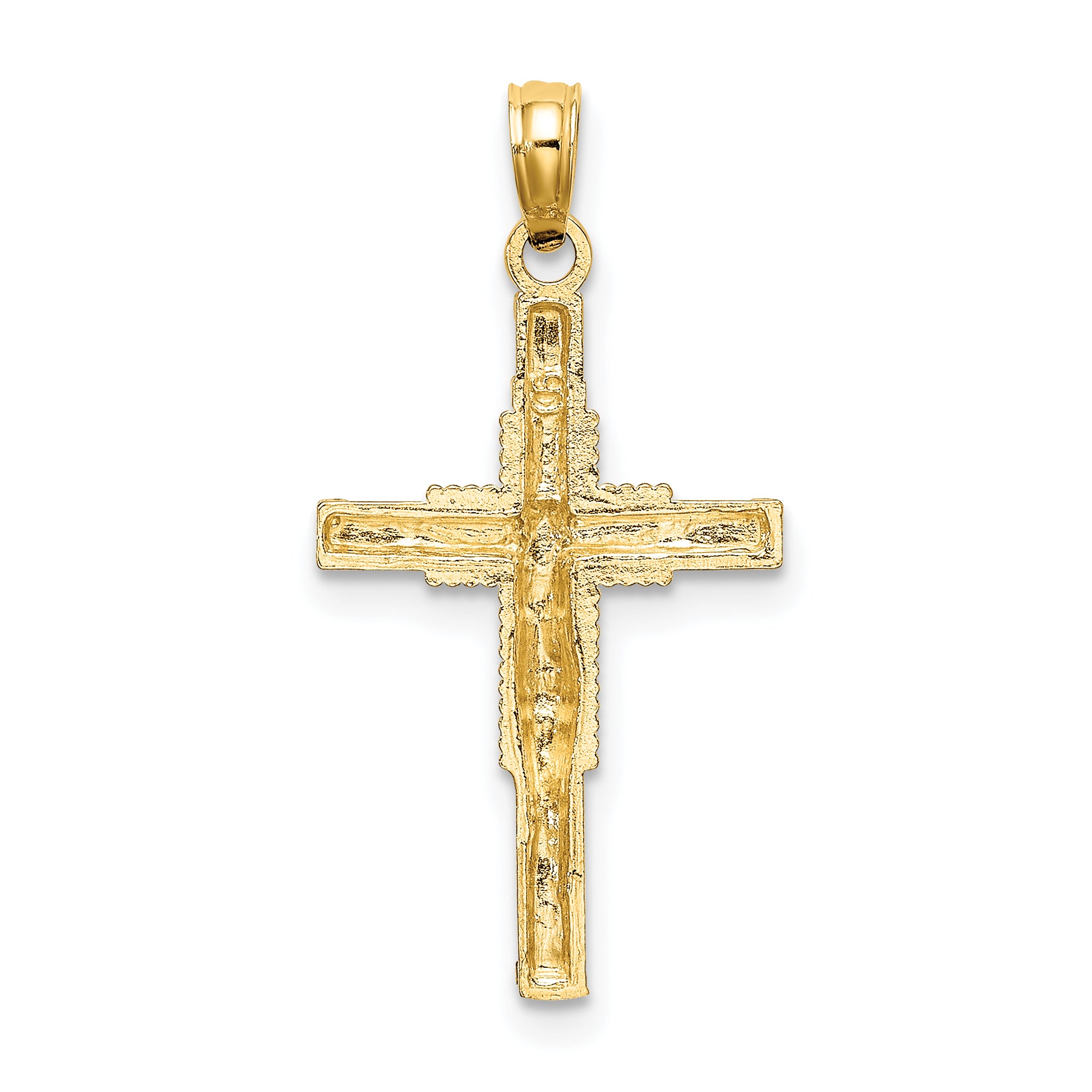 10K None Beaded Accent Crucifix Charm - view 4