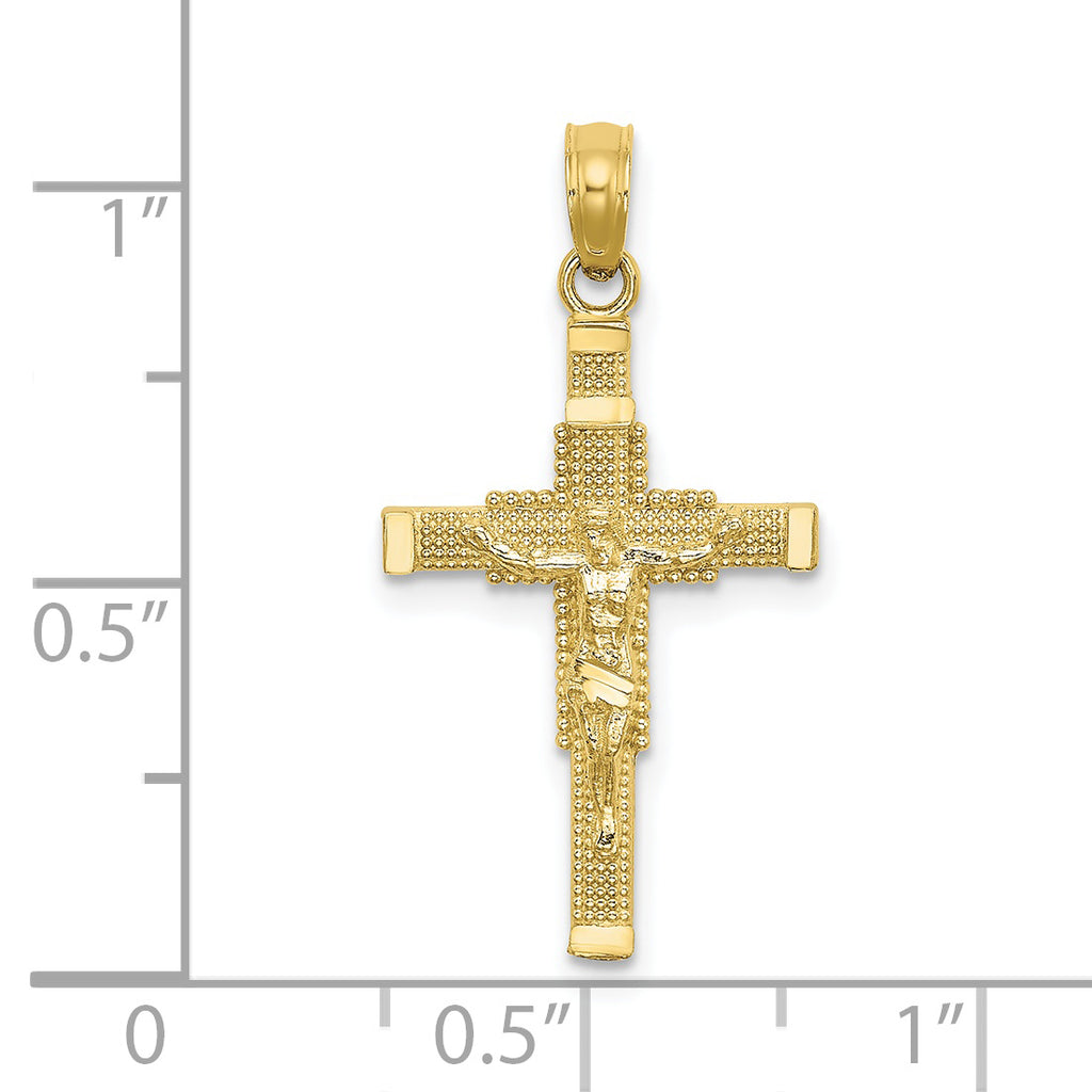 10K None Beaded Accent Crucifix Charm - view 3