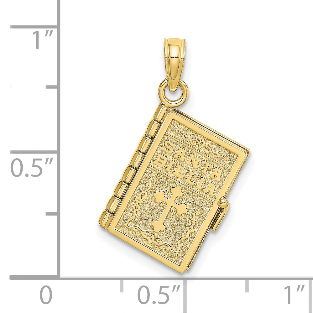 10K 3-D Moveable Santa Biblia Book/Spanish Bible Charm