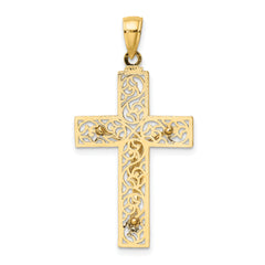10K Textured Swirl Design Crucifix Charm
