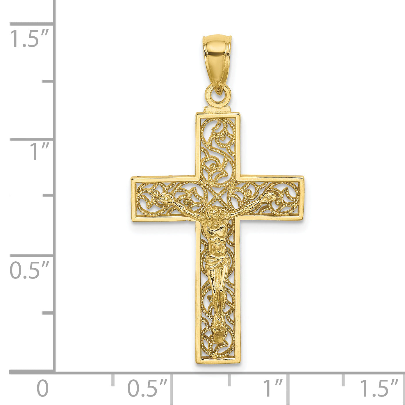 10K Textured Swirl Design Crucifix Charm