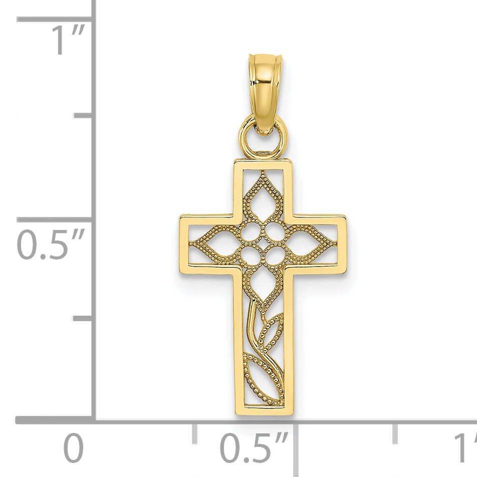 10K Flower In Cross Charm