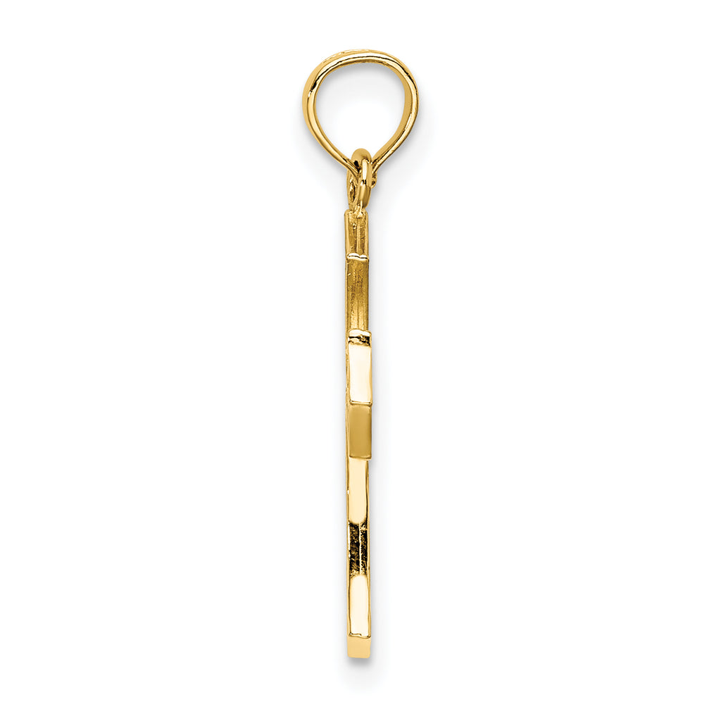 10K Textured Cut-Out Center Cross Charm