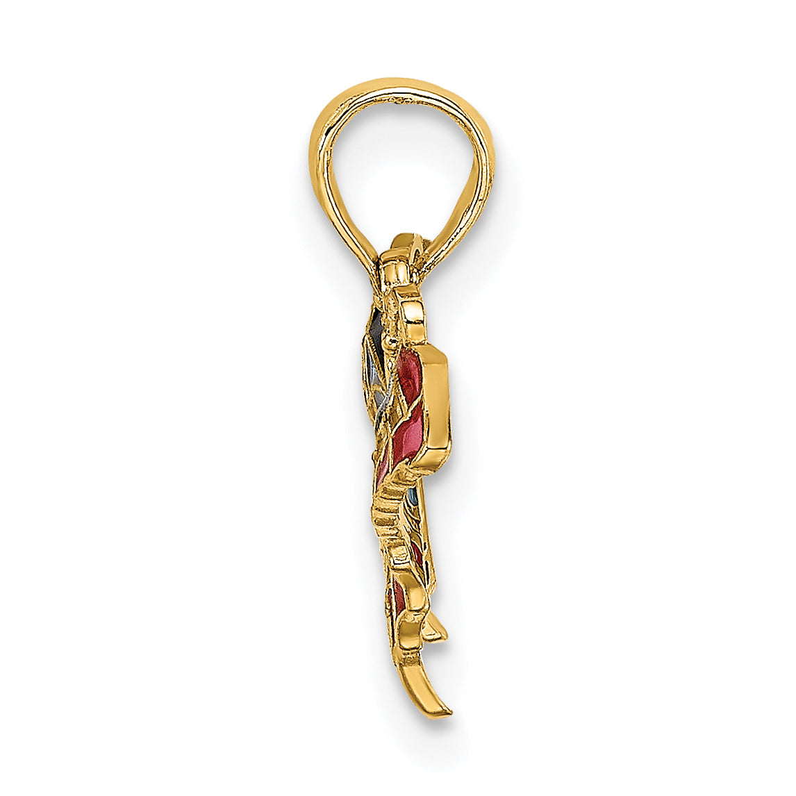 10K Small Enameled Blue and Red Butterfly Charm Secondary image