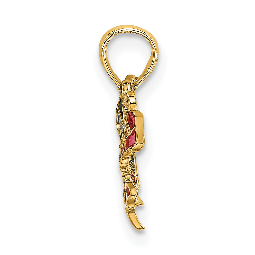 10K Small Enameled Blue and Red Butterfly Charm