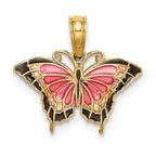 10K Small Enameled Pink Butterfly