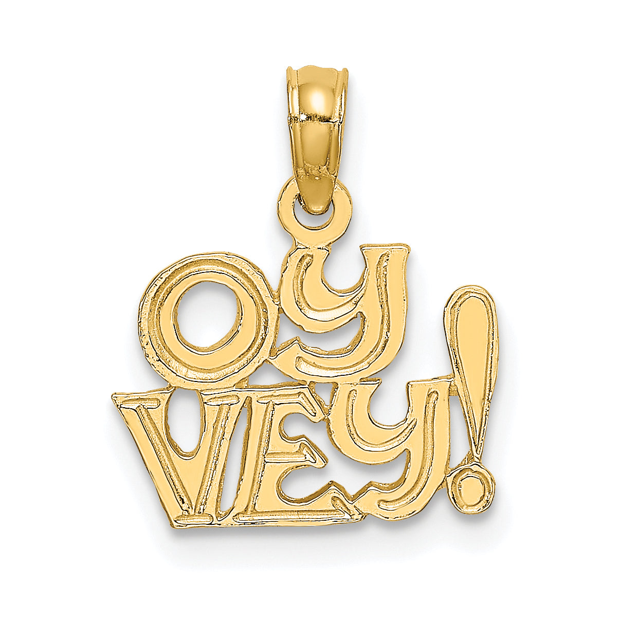 10K Polished and Engraved OY VEY Charm Main image