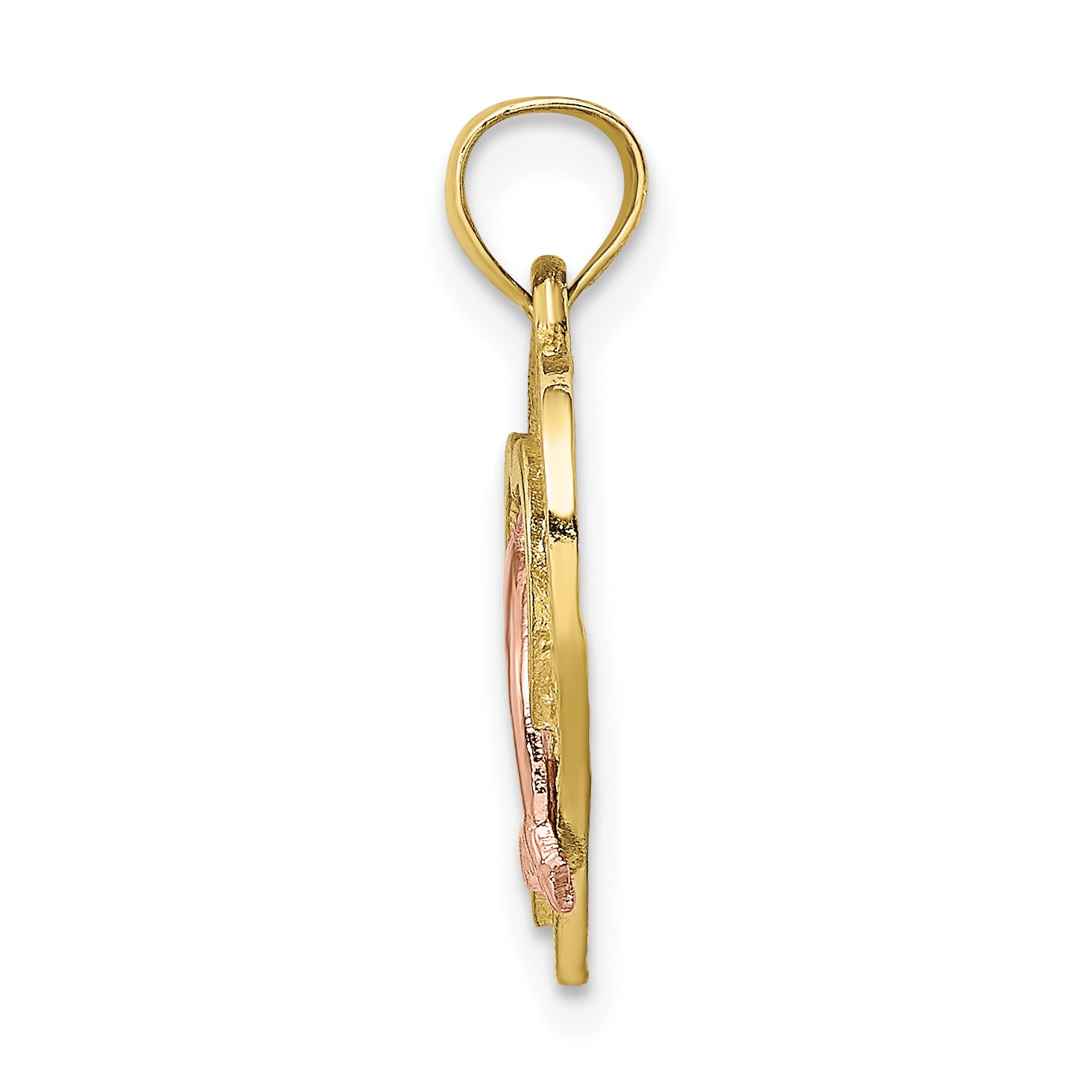 10K Two-Tone Gold Two-tone and White Rhodium Dolphin In Heart Charm - view 2