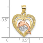 10K Two-Tone Gold Two-tone and White Rhodium Dolphin In Heart Charm - view 3