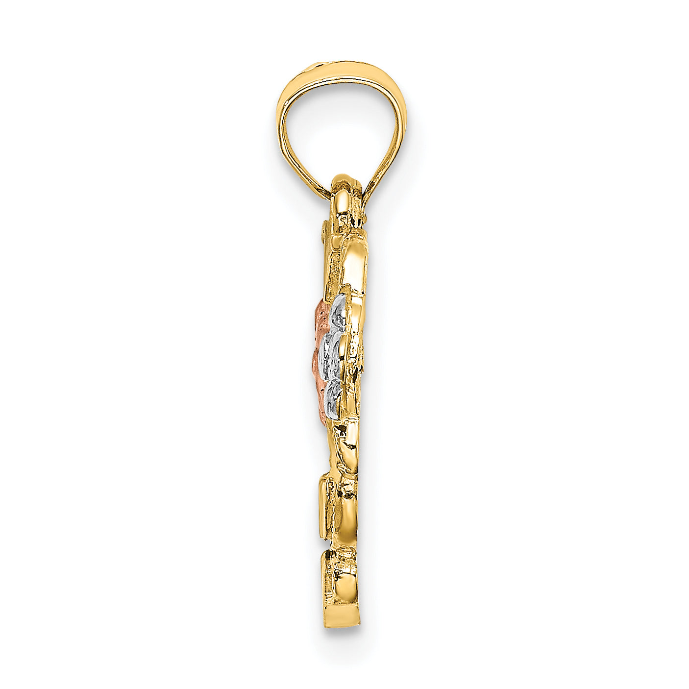 10K Two-tone w/White Rhodium Flower In Heart Charm Secondary image