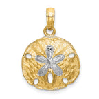 10K None and White Rhodium Polished Cut-out Sand Dollar Charm
