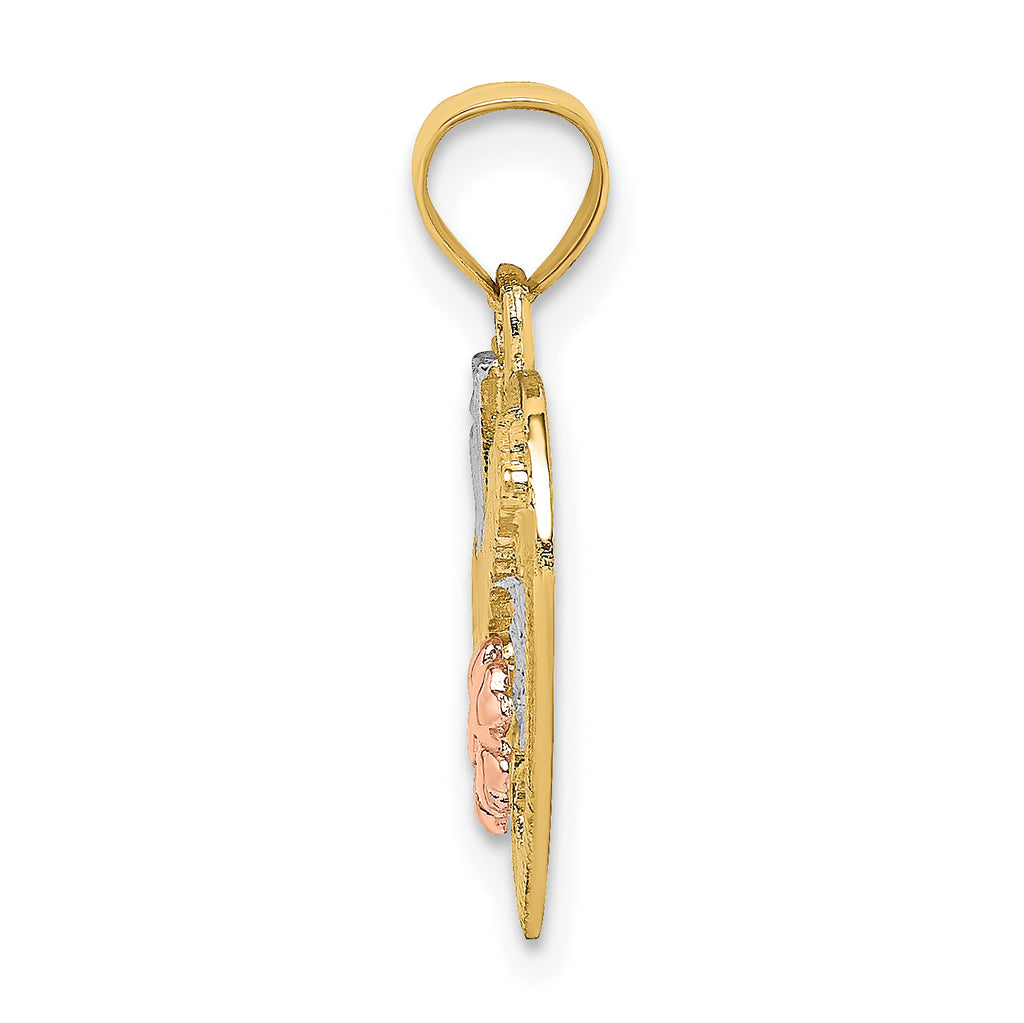 10K Two-Tone Gold Two-tone with White Rhodium #1 GRANDMA In Heart Charm - view 2