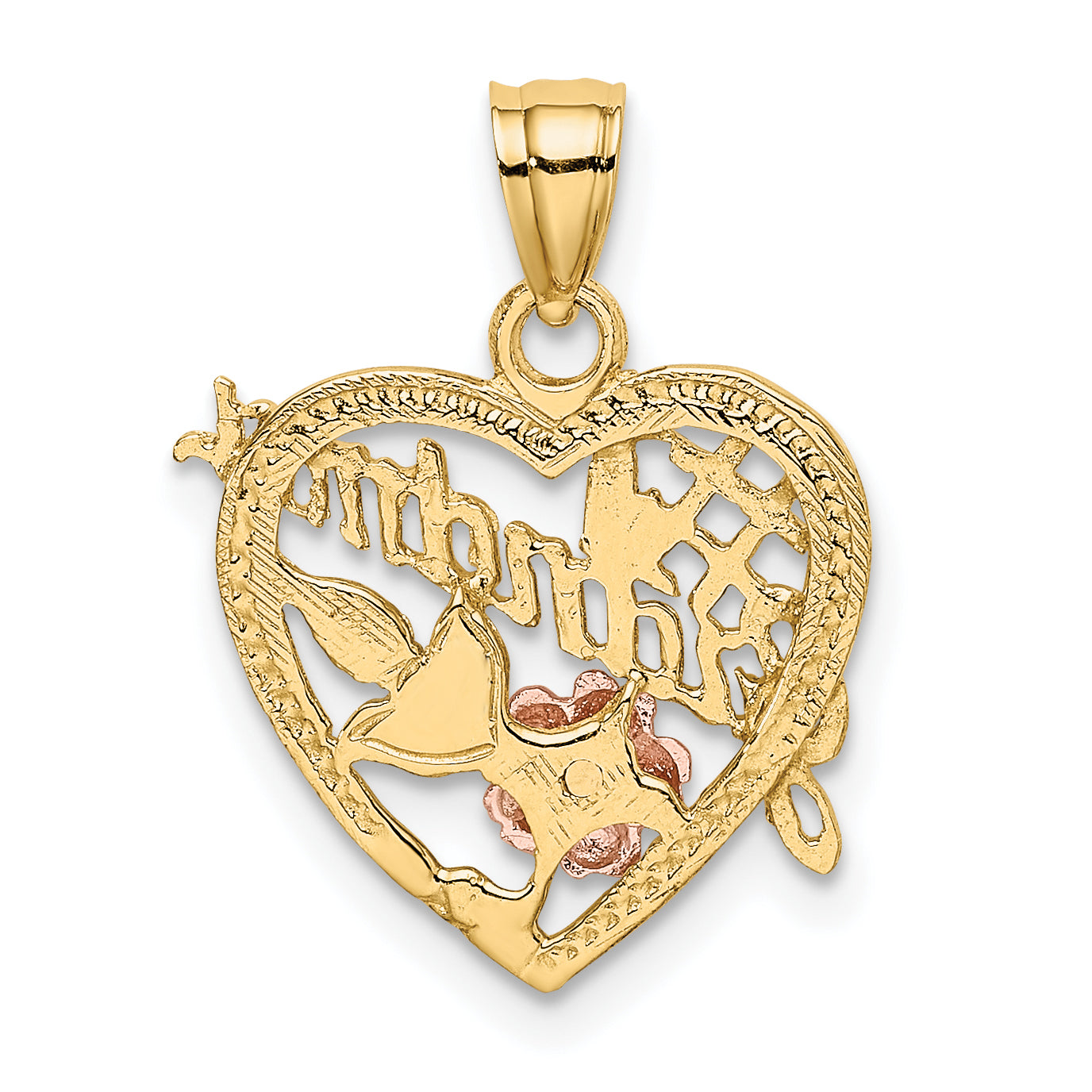 10K Two-Tone Gold Two-tone with White Rhodium #1 GRANDMA In Heart Charm - view 4