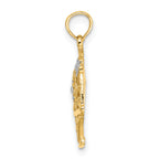 10k Two-Tone w/White Rhodium Flower Basket w/I LOVE YOU Charm