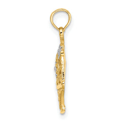 10k Two-Tone w/White Rhodium Flower Basket w/I LOVE YOU Charm