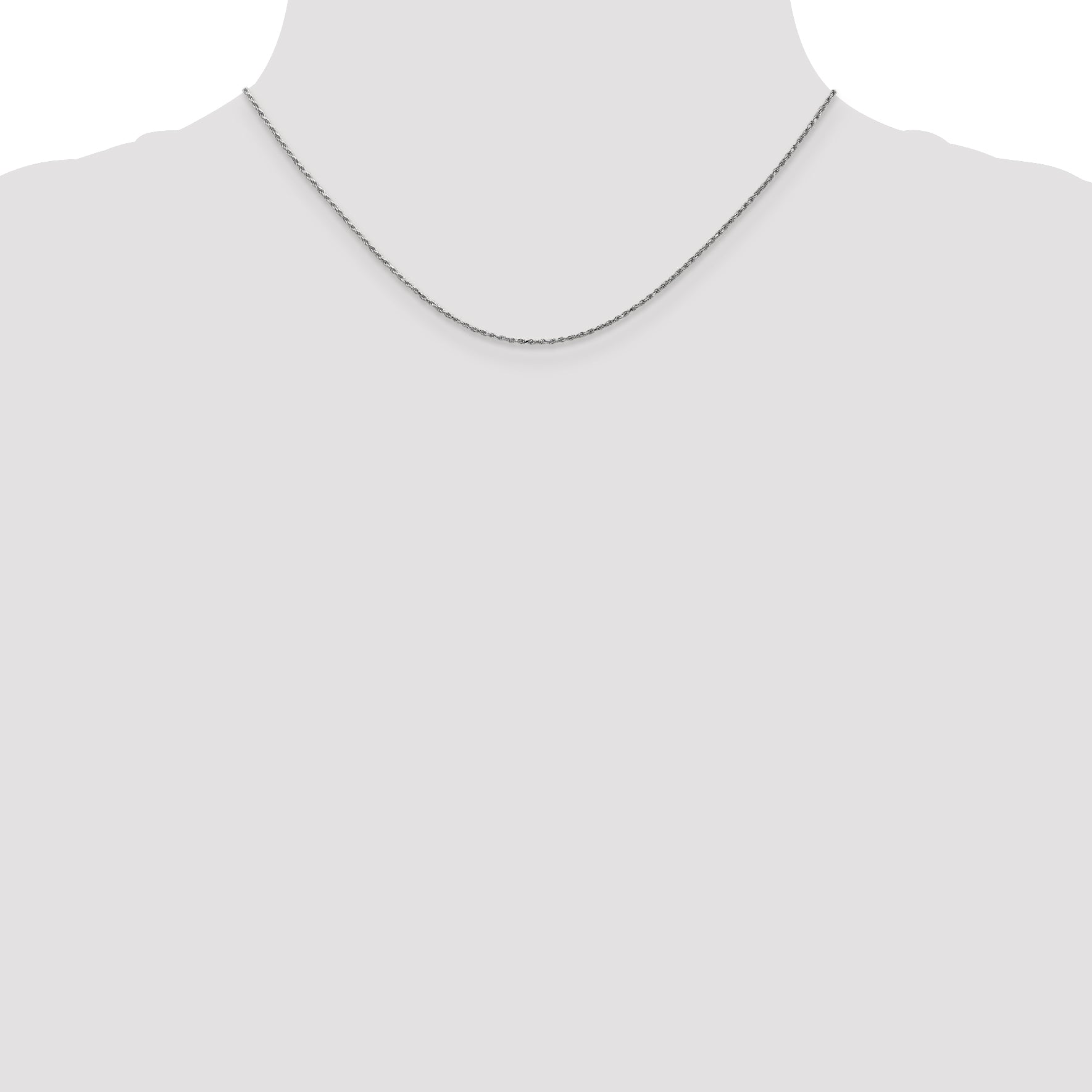 10K White Gold 0.95mm Cable Chain Necklace - view 4