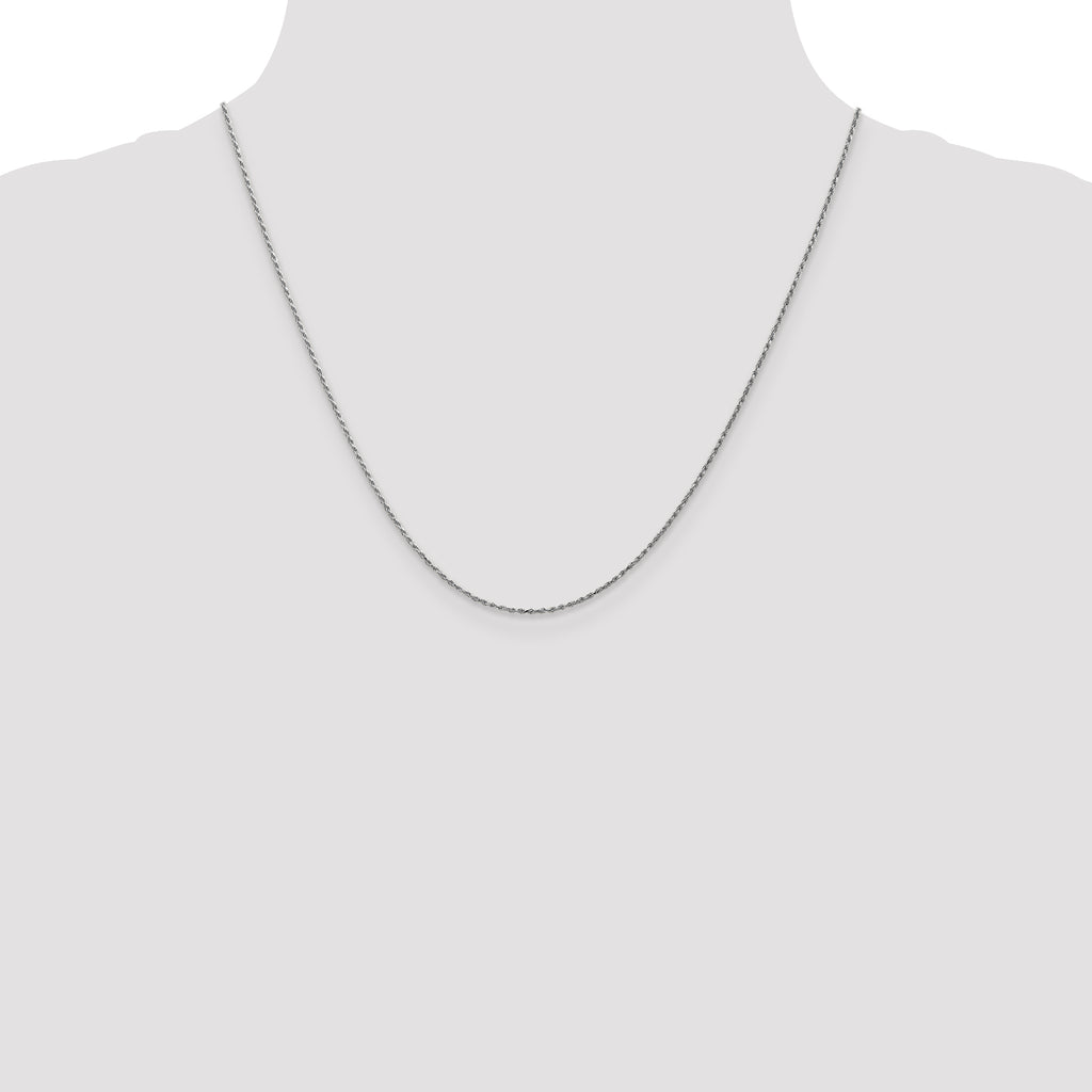10K White Gold 0.95mm Cable Chain Necklace - view 4