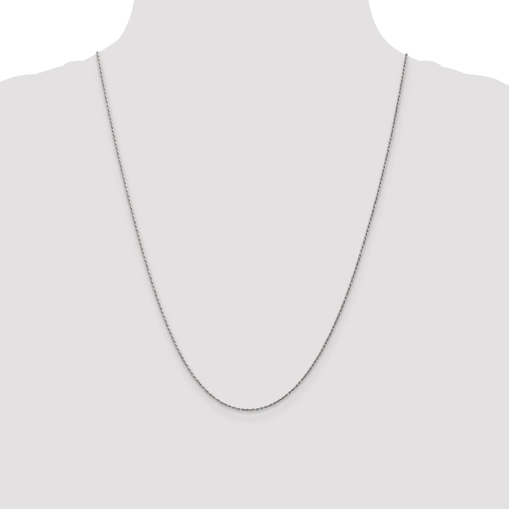 10K White Gold 0.95mm Cable Chain Necklace - view 4