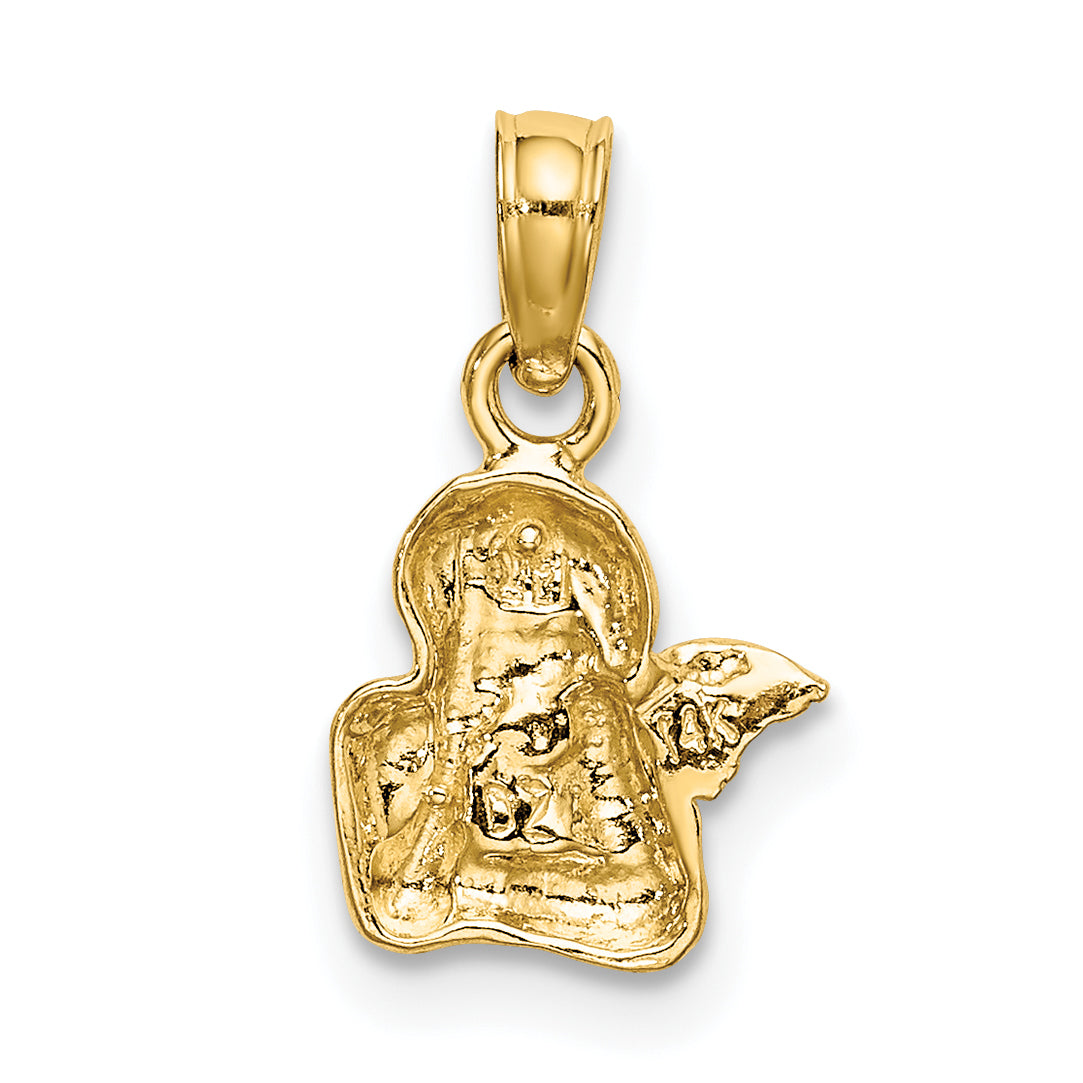 10K Angel Resting On Elbow w/ Rhodium Wing Charm