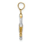 10K W/ Rhodium 3-D Small Standing Pelican Charm
