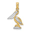 10K W/ Rhodium 3-D Small Standing Pelican Charm