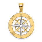 10K w/Rhodium Nautical Compass White Needle Charm