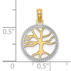 10K None and White Rhodium Tree Of Life In Round Frame Charm - view 3