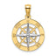 10K w/Rhodium Nautical Compass White Needle Charm