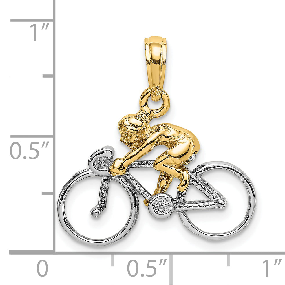 10K None W/ Rhodium 3-D Bicycle With Rider Charm - view 3