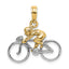 10K None W/ Rhodium 3-D Bicycle With Rider Charm