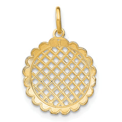 10K w/Rhodium D/C Sunflower Pendant Charm