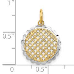 10K w/Rhodium D/C Sunflower Pendant Charm