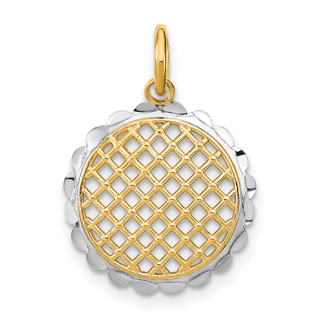 10K w/Rhodium D/C Sunflower Pendant Charm